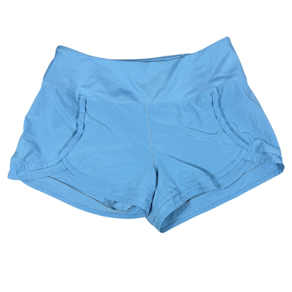 Blue Running Shorts Womens Athletic Zip Pocket Workout Activewear hotty hot - Picture 2 of 6